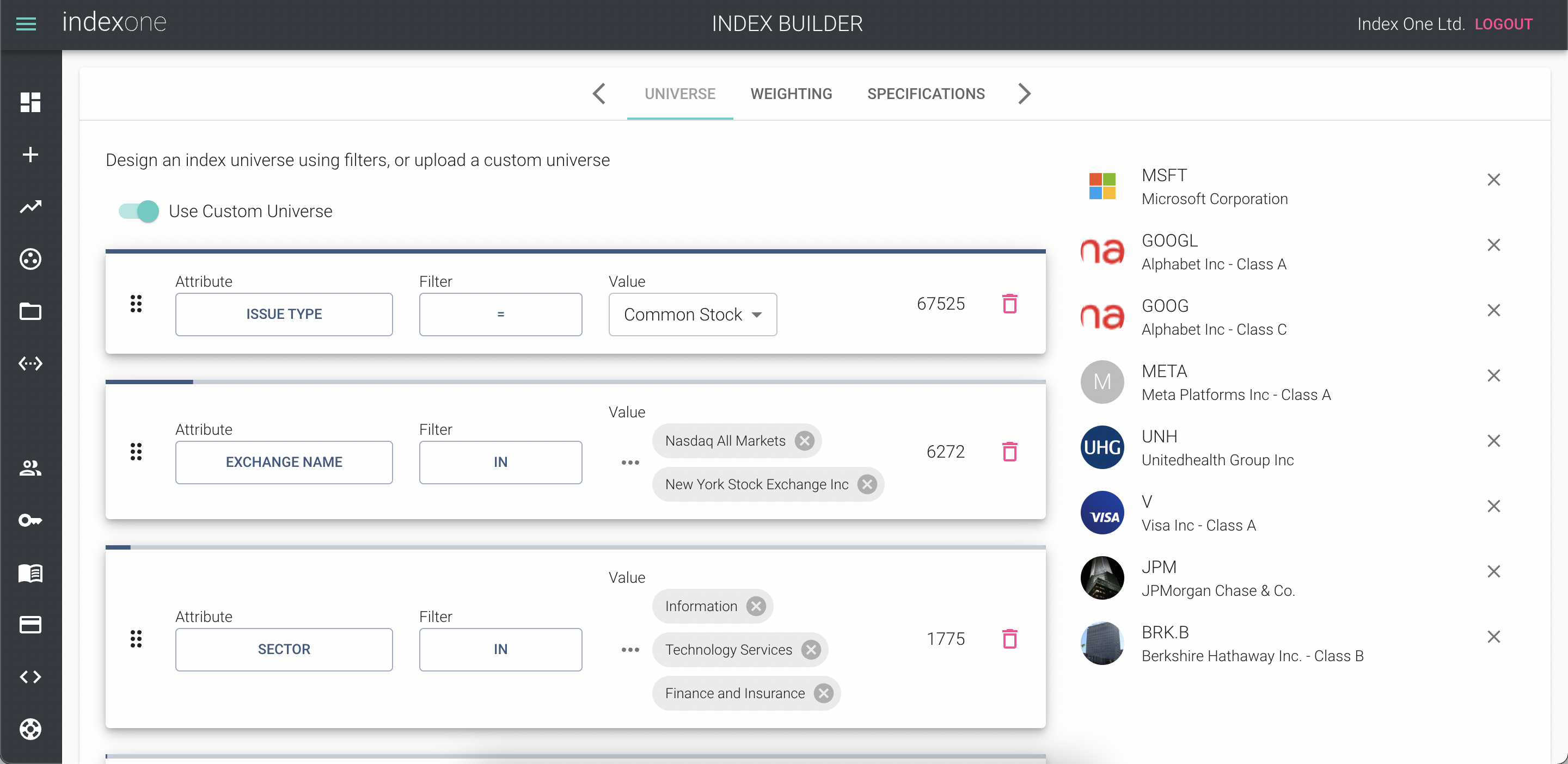Custom Index Calculation Custom Index Calculation